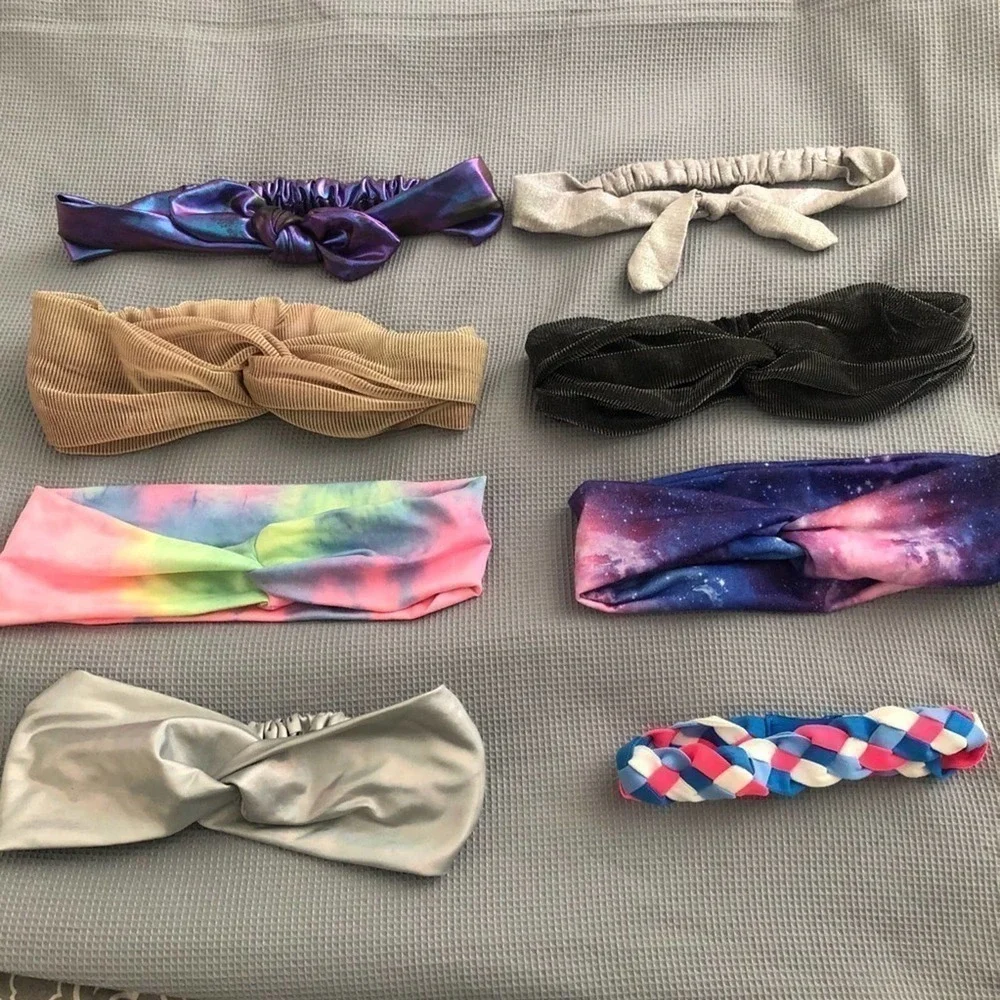 Claire's Youth Girl's Stretch Hair Tie Headbands Set of 8 Mixed Patterns OS